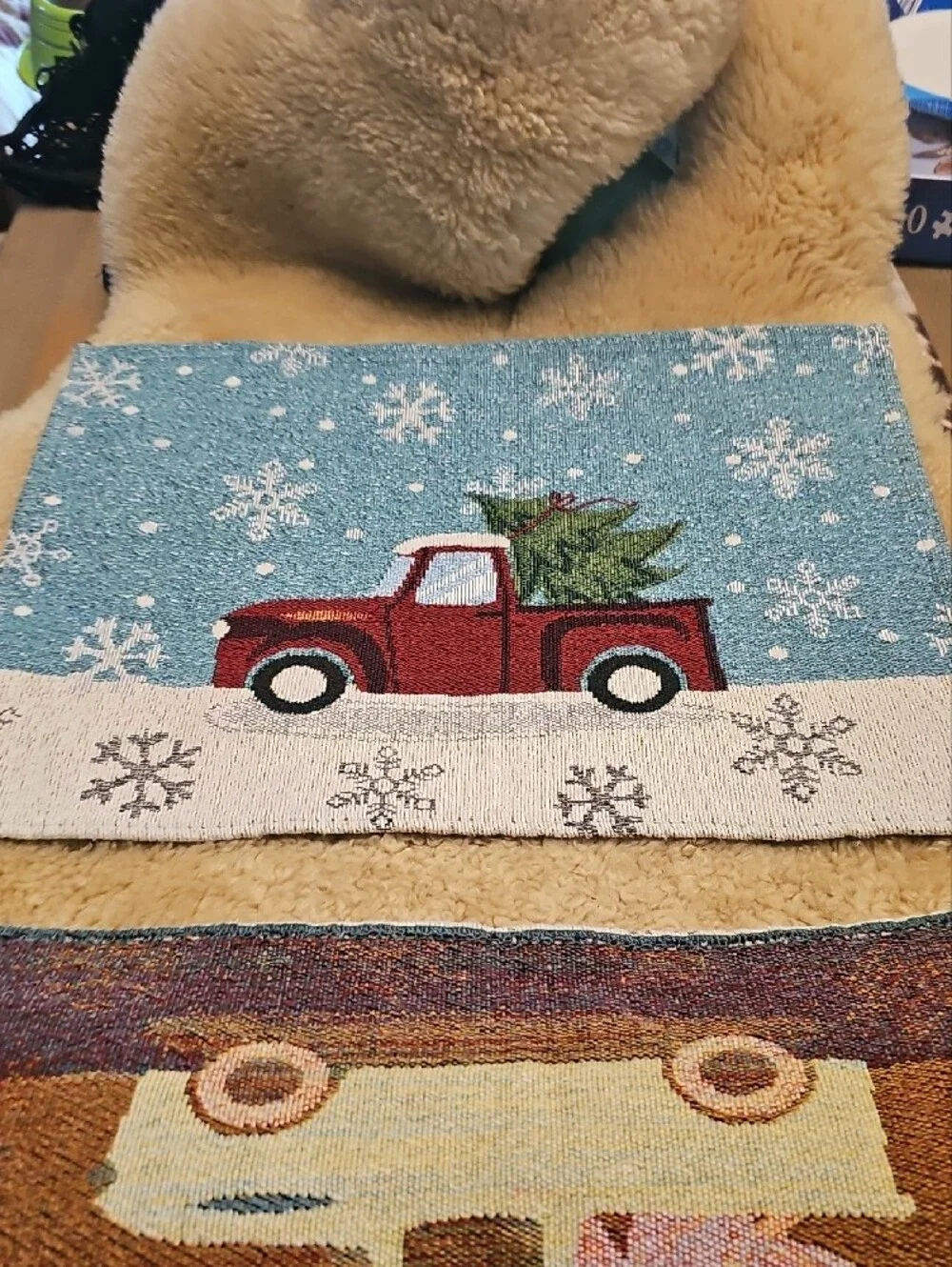 Holiday Red Truck Decorative Tapestry Placemats 5 Total